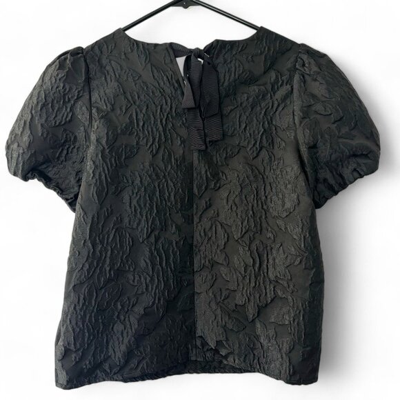 J.Crew Floral Jacquard Puff-Sleeve Top - Picture 2 of 7